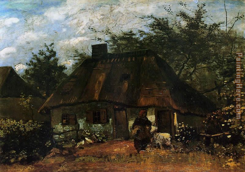 Cottage and Woman with Goat painting - Vincent van Gogh Cottage and Woman with Goat art painting
